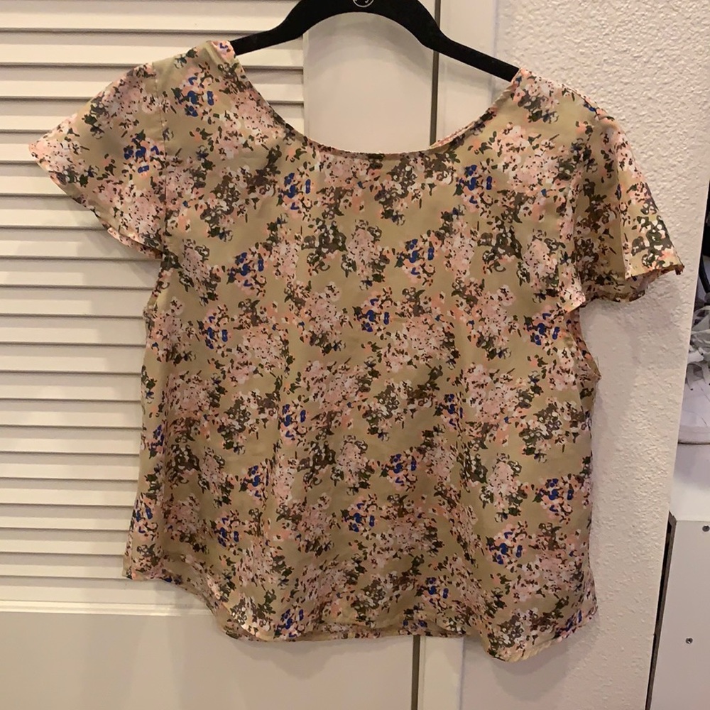 Floral Blouse with Open Tie Back